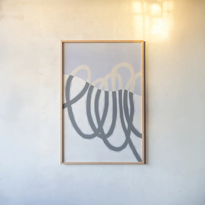 Loops I v2 by Kathy Ferguson. shown as a paper print in a natural frame. Available as a archival giclee rolled canvas, fine art paper, or poster print. SKU 80703h.