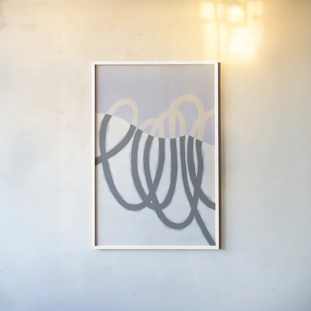 Loops I v2 by Kathy Ferguson. shown as a paper print in a white frame. Available as a archival giclee rolled canvas, fine art paper, or poster print. SKU 80703h.