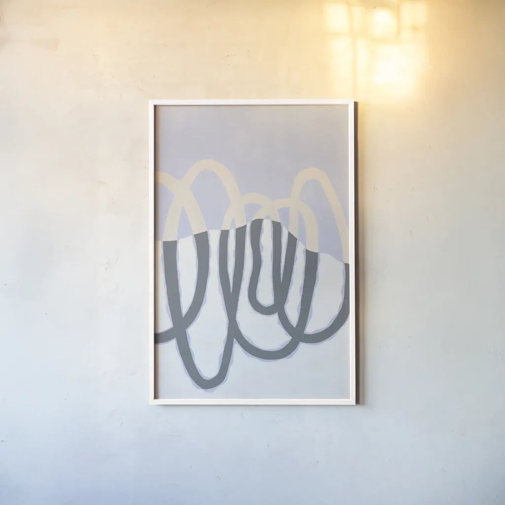 Loops II v2 by Kathy Ferguson. shown as a paper print in a white frame. Available as a archival giclee rolled canvas, fine art paper, or poster print. SKU 80704h.