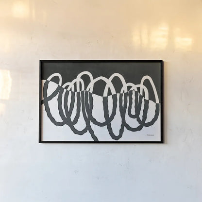 Loops III Dark by Kathy Ferguson. shown as a paper print in a black flame. Available as a archival giclee rolled canvas, fine art paper, or poster print. SKU 76385i.