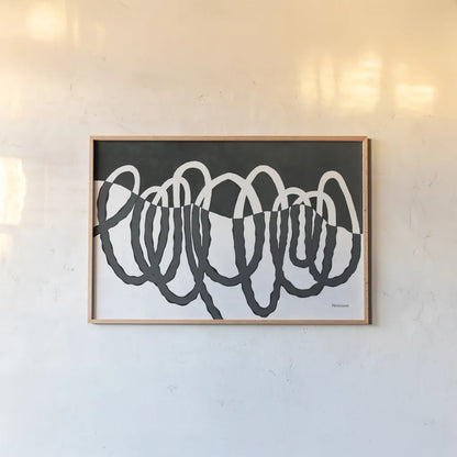 Loops III Dark by Kathy Ferguson. shown as a paper print in a natural frame. Available as a archival giclee rolled canvas, fine art paper, or poster print. SKU 76385i.