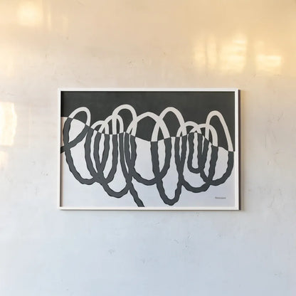 Loops III Dark by Kathy Ferguson. shown as a paper print in a white frame. Available as a archival giclee rolled canvas, fine art paper, or poster print. SKU 76385i.