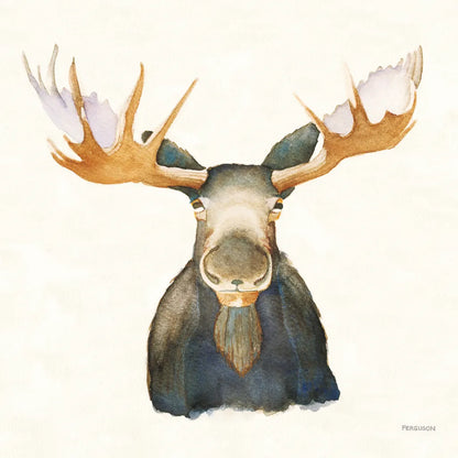 Moose on Cream by Kathy Ferguson. SKU 75531a. Archival Giclee Fine art print for wall decor.