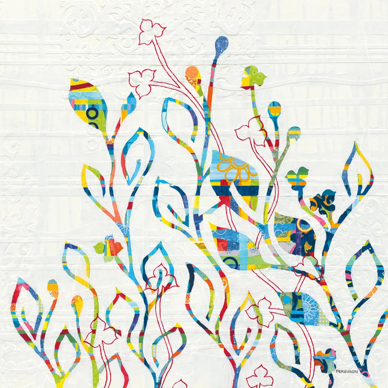 Rainbow Vines with Flowers by Kathy Ferguson. SKU 17221a. Archival Giclee Fine art print for wall decor.