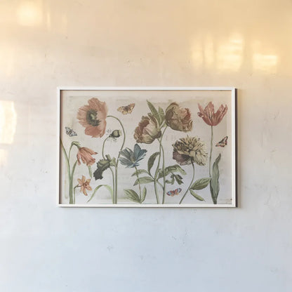 Antiquarian Blooms I by Katie Pertiet. shown as a paper print in a white frame. Available as a archival giclee rolled canvas, fine art paper, or poster print. SKU 62240i.