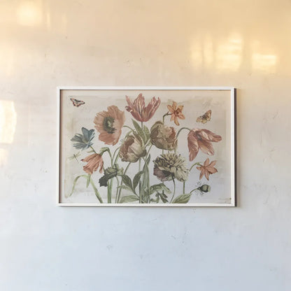 Antiquarian Blooms II by Katie Pertiet. shown as a paper print in a white frame. Available as a archival giclee rolled canvas, fine art paper, or poster print. SKU 62241i.