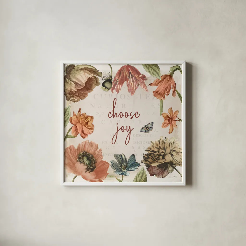 Antiquarian Blooms VIII by Katie Pertiet. Shown in a crisp white glass frame for a clean and minimalist style. Available as an archival giclee rolled canvas, fine art paper, or poster print. SKU 62247a.