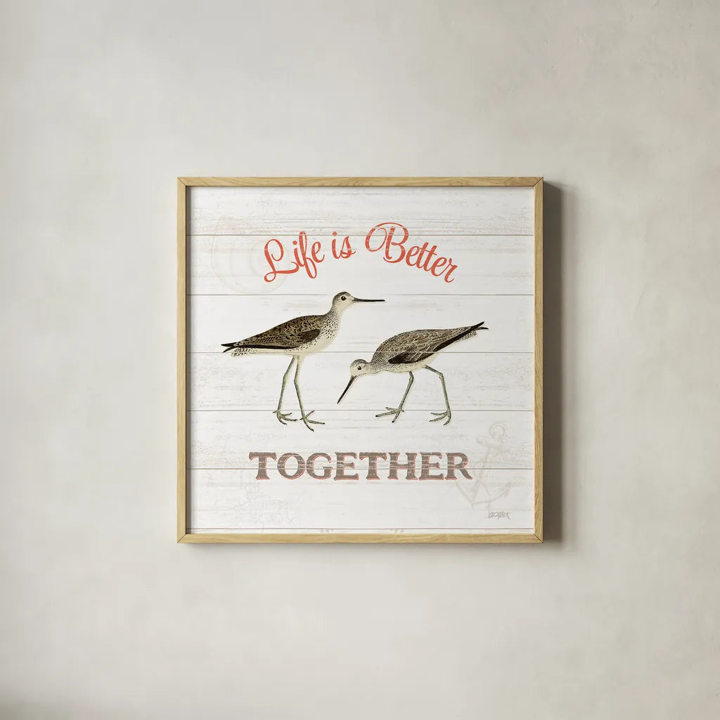 Bayside IV by Katie Pertiet. Shown in a natural wood glass frame for a timeless modern aesthetic. Available as an archival giclee rolled canvas, fine art paper, or poster print. SKU 35043a.