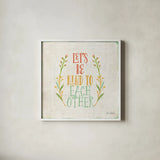 Be Kind I by Katie Pertiet. Shown in a crisp white glass frame for a clean and minimalist style. Available as an archival giclee rolled canvas, fine art paper, or poster print. SKU 28805a.