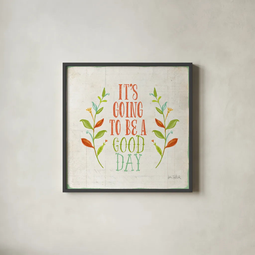 Be Kind II by Katie Pertiet. Shown in a sleek black glass frame for a contemporary gallery look. Available as an archival giclee rolled canvas, fine art paper, or poster print. SKU 28806a.