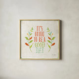 Be Kind II by Katie Pertiet. Shown in a natural wood glass frame for a timeless modern aesthetic. Available as an archival giclee rolled canvas, fine art paper, or poster print. SKU 28806a.