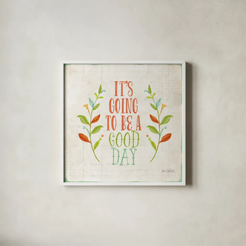 Be Kind II by Katie Pertiet. Shown in a crisp white glass frame for a clean and minimalist style. Available as an archival giclee rolled canvas, fine art paper, or poster print. SKU 28806a.