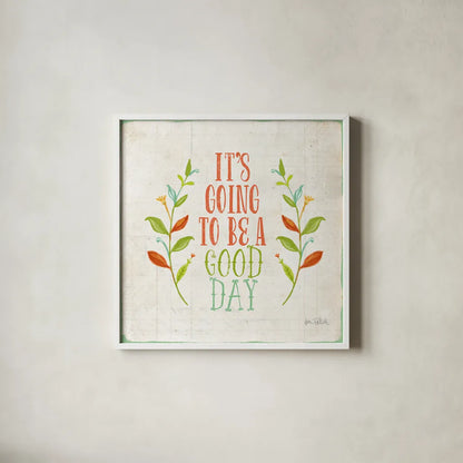 Be Kind II by Katie Pertiet. Shown in a crisp white glass frame for a clean and minimalist style. Available as an archival giclee rolled canvas, fine art paper, or poster print. SKU 28806a.