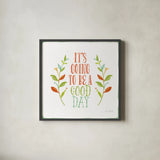 Be Kind II White by Katie Pertiet. Shown in a sleek black glass frame for a contemporary gallery look. Available as an archival giclee rolled canvas, fine art paper, or poster print. SKU 52885a.