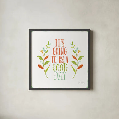 Be Kind II White by Katie Pertiet. Shown in a sleek black glass frame for a contemporary gallery look. Available as an archival giclee rolled canvas, fine art paper, or poster print. SKU 52885a.