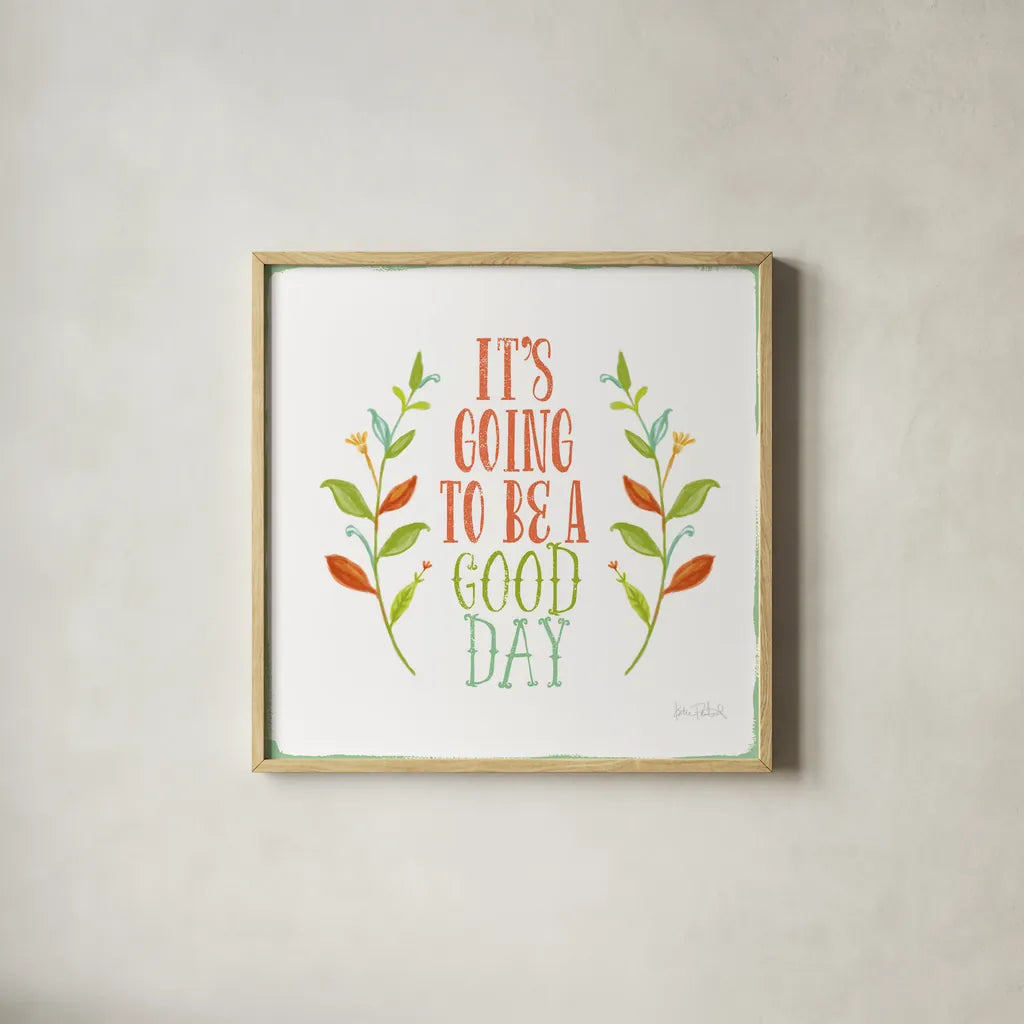 Be Kind II White by Katie Pertiet. Shown in a natural wood glass frame for a timeless modern aesthetic. Available as an archival giclee rolled canvas, fine art paper, or poster print. SKU 52885a.