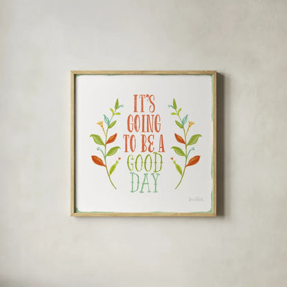 Be Kind II White by Katie Pertiet. Shown in a natural wood glass frame for a timeless modern aesthetic. Available as an archival giclee rolled canvas, fine art paper, or poster print. SKU 52885a.