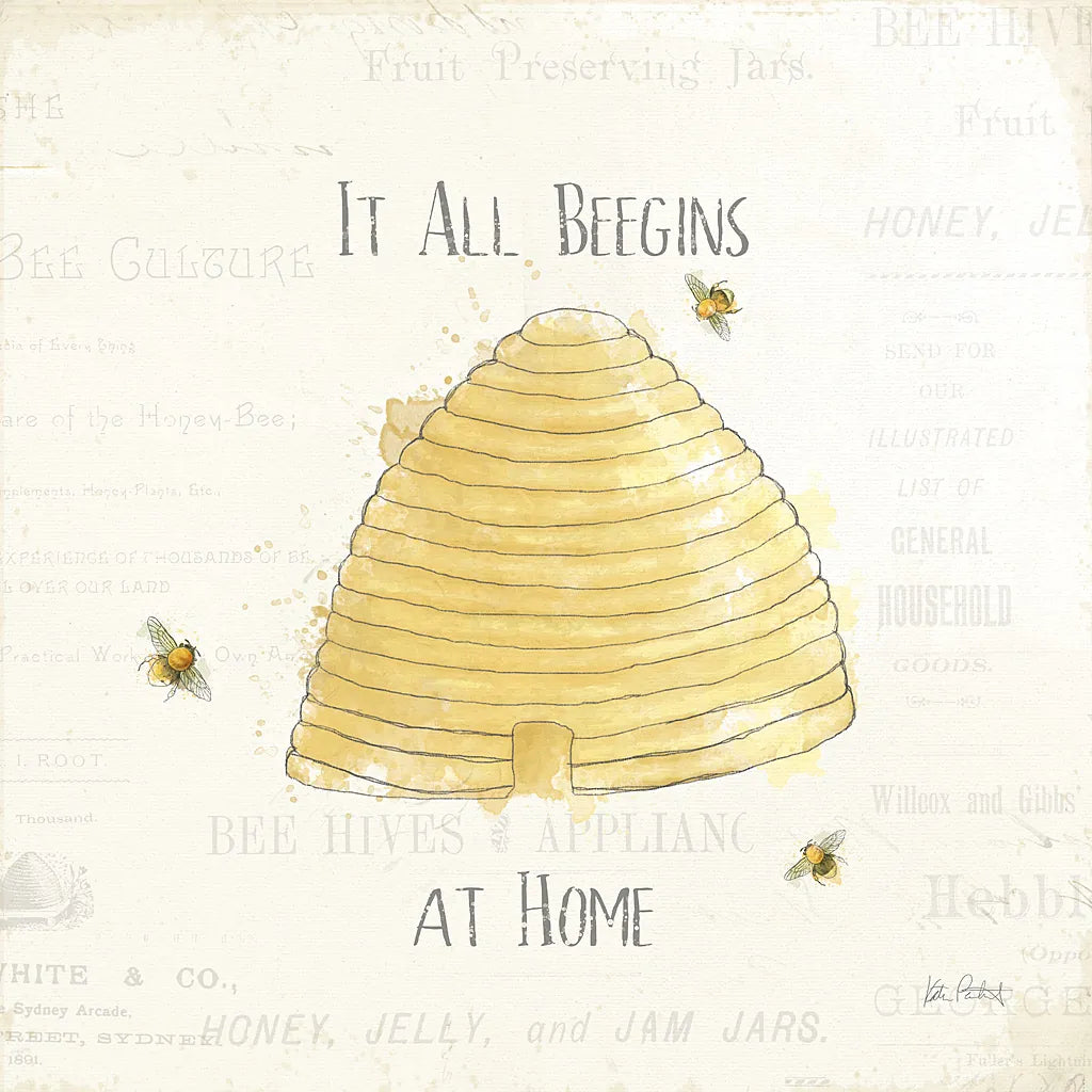 Bee and Bee I by Katie Pertiet. SKU 27323a. Archival Giclee Fine art print for wall decor.
