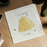Bee and Bee I by Katie Pertiet. Shown as a detailed flat fine art print, highlighting archival giclee quality. Available as an archival giclee rolled canvas, fine art paper, or poster print. SKU 27323a.