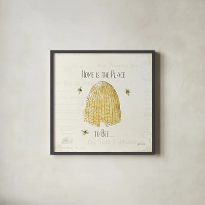 Bee and Bee II by Katie Pertiet. Shown in a sleek black glass frame for a contemporary gallery look. Available as an archival giclee rolled canvas, fine art paper, or poster print. SKU 27324a.