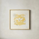 Bee and Bee VII by Katie Pertiet. Shown in a natural wood glass frame for a timeless modern aesthetic. Available as an archival giclee rolled canvas, fine art paper, or poster print. SKU 27329a.