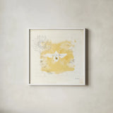 Bee and Bee VII Honeycomb by Katie Pertiet. Shown in a crisp white glass frame for a clean and minimalist style. Available as an archival giclee rolled canvas, fine art paper, or poster print. SKU 71481a.
