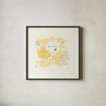 Bee and Bee VIII by Katie Pertiet. Shown in a sleek black glass frame for a contemporary gallery look. Available as an archival giclee rolled canvas, fine art paper, or poster print. SKU 27330a.