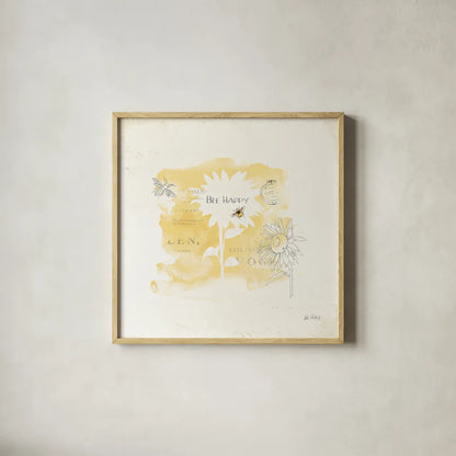 Bee and Bee VIII by Katie Pertiet. Shown in a natural wood glass frame for a timeless modern aesthetic. Available as an archival giclee rolled canvas, fine art paper, or poster print. SKU 27330a.