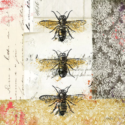 Bees n Butterflies No 1 by Katie Pertiet. SKU 52909a. Archival Giclee Fine art print for wall decor.