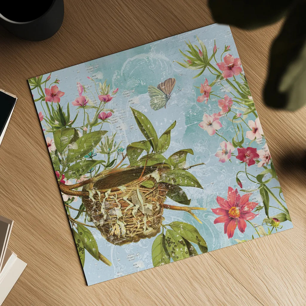 Bird Song III by Katie Pertiet. Shown as a detailed flat fine art print, highlighting archival giclee quality. Available as an archival giclee rolled canvas, fine art paper, or poster print. SKU 102129a.