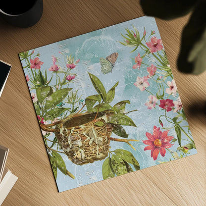 Bird Song III by Katie Pertiet. Shown as a detailed flat fine art print, highlighting archival giclee quality. Available as an archival giclee rolled canvas, fine art paper, or poster print. SKU 102129a.