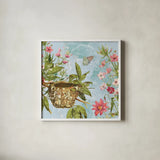 Bird Song III by Katie Pertiet. Shown in a crisp white glass frame for a clean and minimalist style. Available as an archival giclee rolled canvas, fine art paper, or poster print. SKU 102129a.