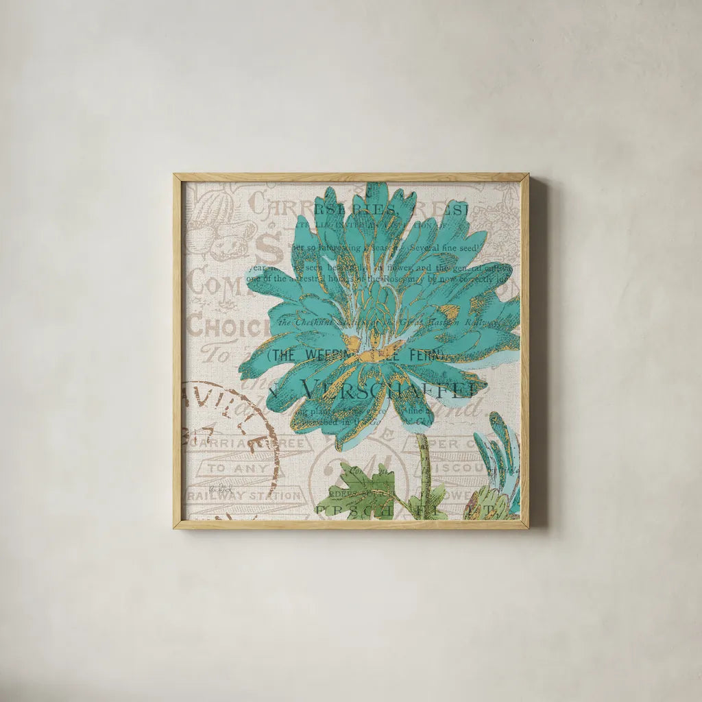 Bookshelf Botanical IV by Katie Pertiet. Shown in a natural wood glass frame for a timeless modern aesthetic. Available as an archival giclee rolled canvas, fine art paper, or poster print. SKU 29055a.