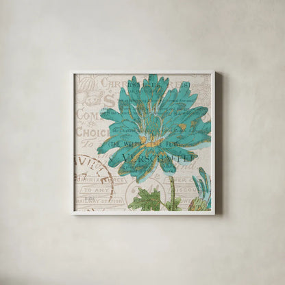 Bookshelf Botanical IV by Katie Pertiet. Shown in a crisp white glass frame for a clean and minimalist style. Available as an archival giclee rolled canvas, fine art paper, or poster print. SKU 29055a.