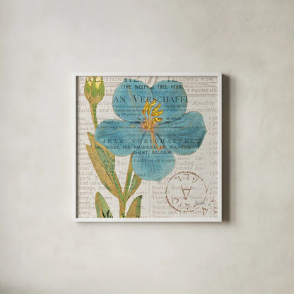 Bookshelf Botanical VI by Katie Pertiet. Shown in a crisp white glass frame for a clean and minimalist style. Available as an archival giclee rolled canvas, fine art paper, or poster print. SKU 29057a.
