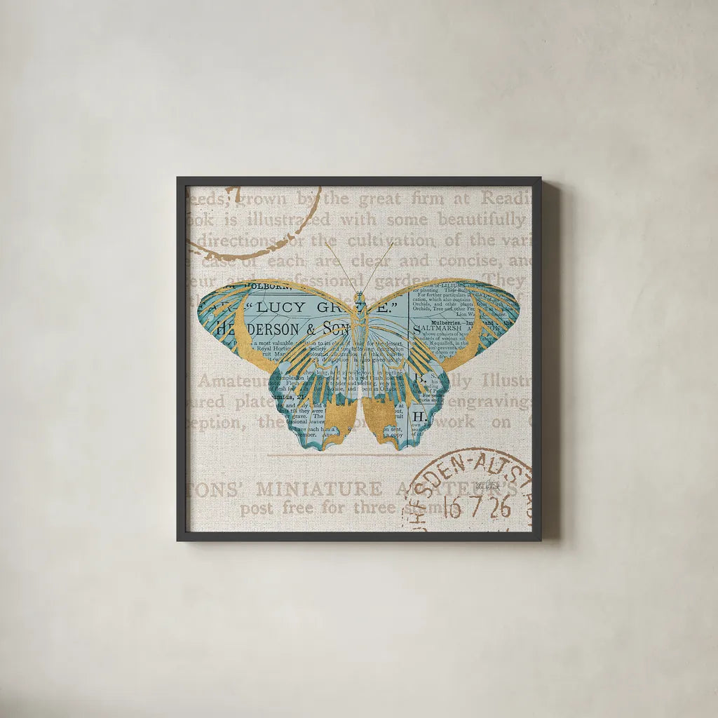 Bookshelf Botanical VIII by Katie Pertiet. Shown in a sleek black glass frame for a contemporary gallery look. Available as an archival giclee rolled canvas, fine art paper, or poster print. SKU 29059a.