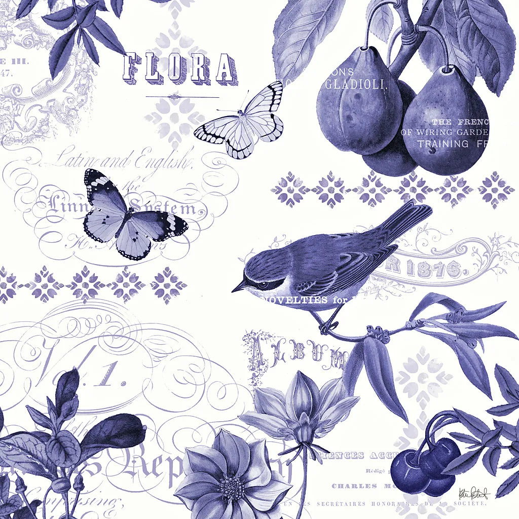 Botanical Blue III by Katie Pertiet. SKU 42174a. Archival Giclee Fine art print for wall decor.