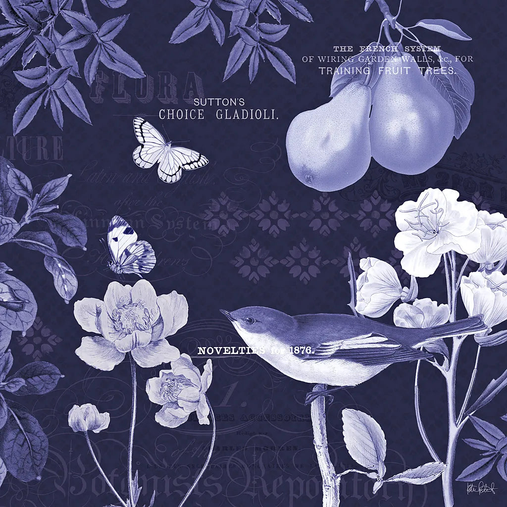 Botanical Blue VI by Katie Pertiet. SKU 42177a. Archival Giclee Fine art print for wall decor.