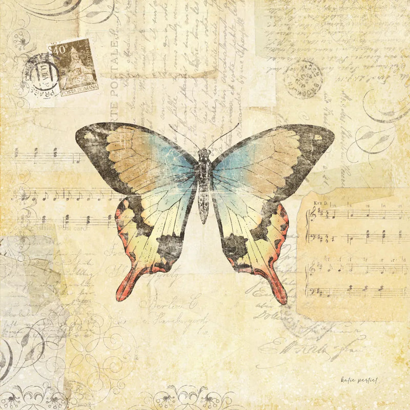Butterfly Collage I by Katie Pertiet. SKU 5980a. Archival Giclee Fine art print for wall decor.