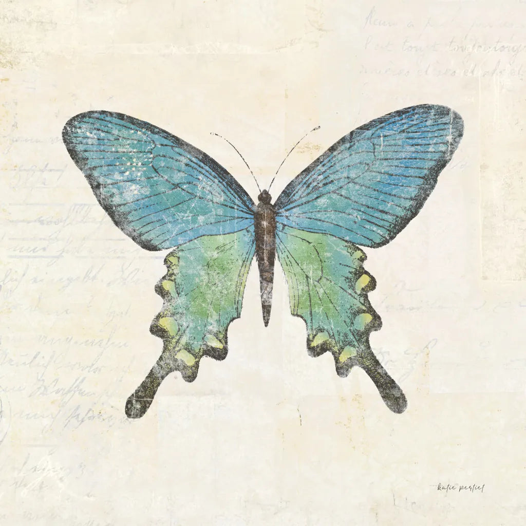 Butterfly Collage II Cream by Katie Pertiet. SKU 52785a. Archival Giclee Fine art print for wall decor.