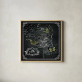 Chalkboard Botanical II 12x12 by Katie Pertiet. Shown in a natural wood glass frame for a timeless modern aesthetic. Available as an archival giclee rolled canvas, fine art paper, or poster print. SKU 14311a.