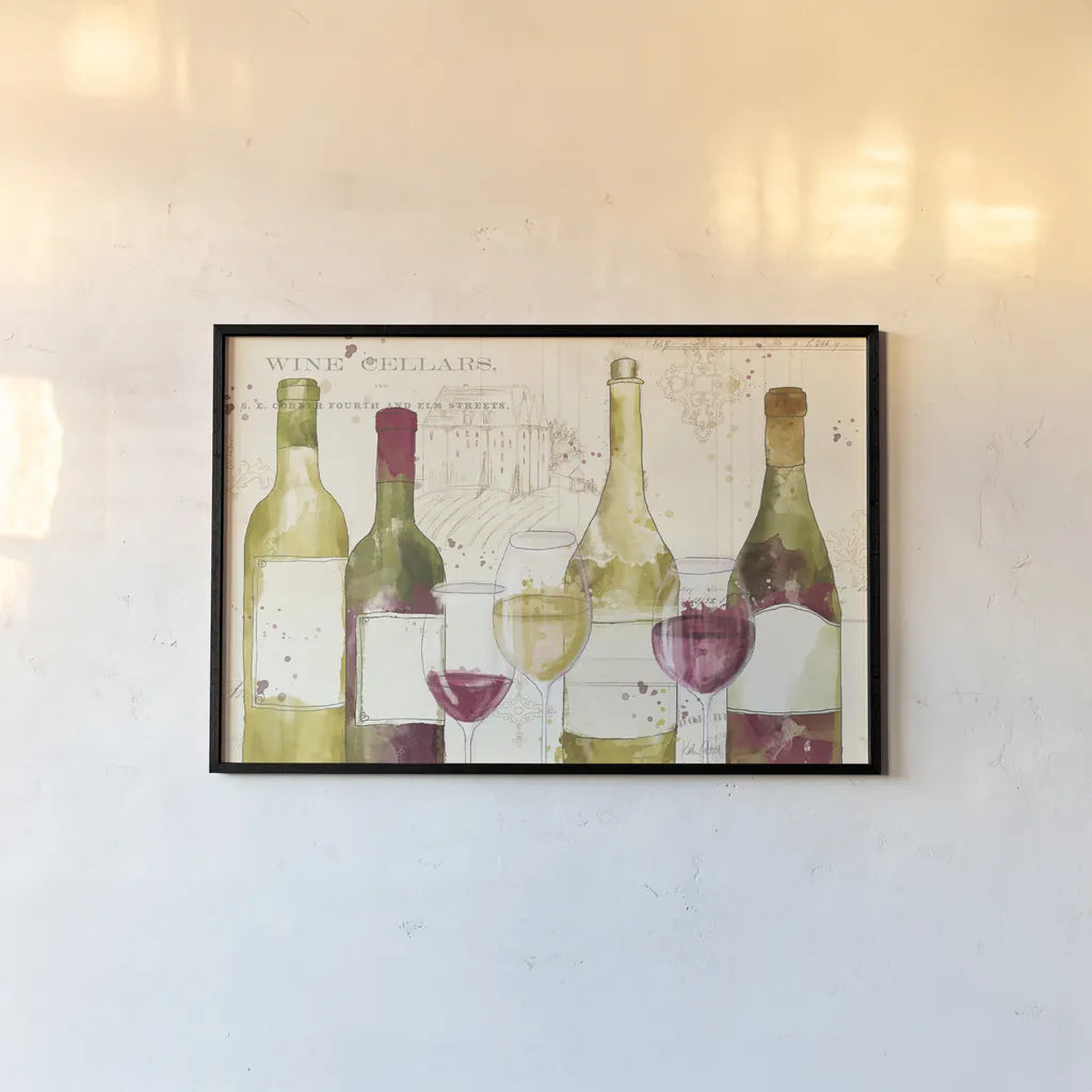 Chateau Winery I no words by Katie Pertiet. shown as a paper print in a black flame. Available as a archival giclee rolled canvas, fine art paper, or poster print. SKU 34396i.