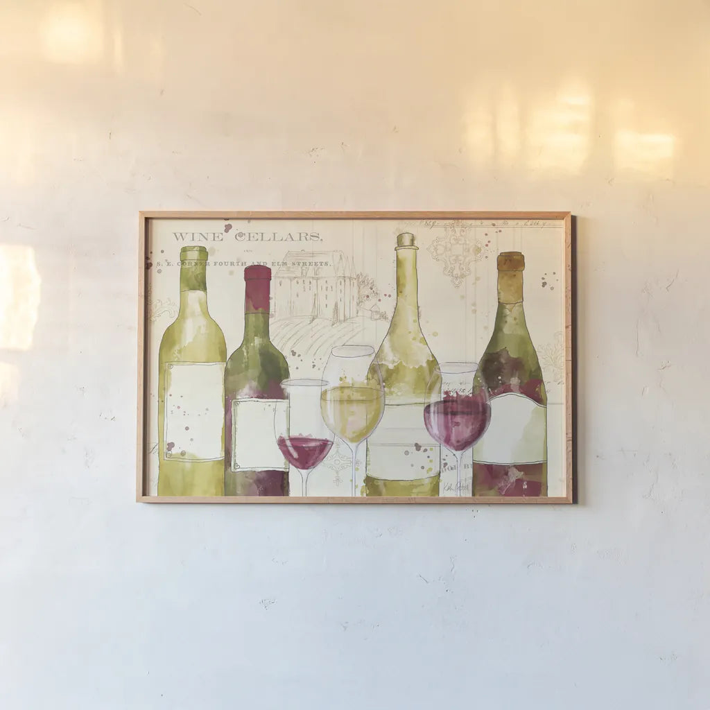 Chateau Winery I no words by Katie Pertiet. shown as a paper print in a natural frame. Available as a archival giclee rolled canvas, fine art paper, or poster print. SKU 34396i.