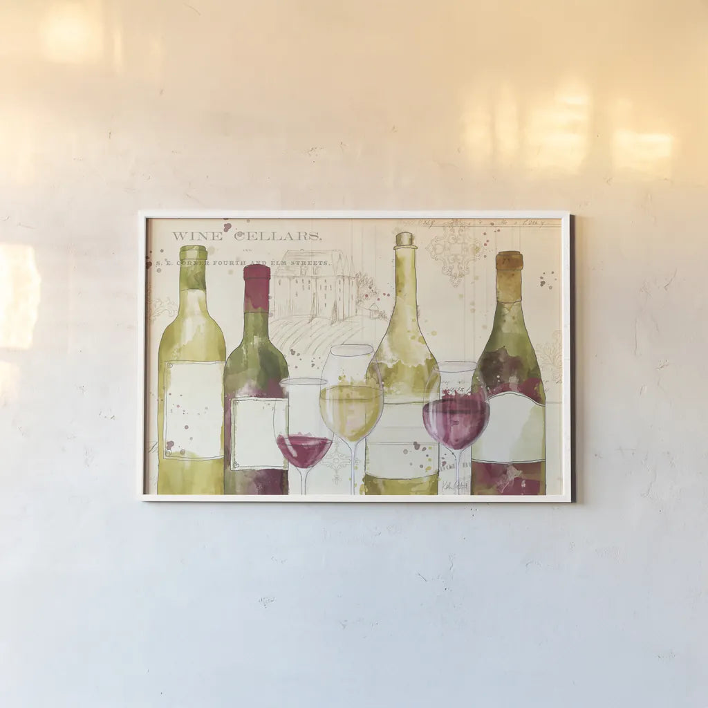 Chateau Winery I no words by Katie Pertiet. shown as a paper print in a white frame. Available as a archival giclee rolled canvas, fine art paper, or poster print. SKU 34396i.