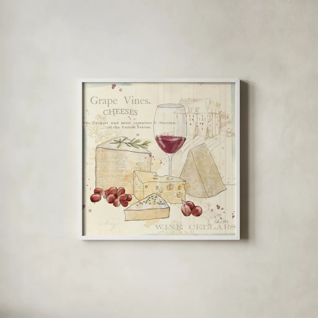 Chateau Winery VI by Katie Pertiet. Shown in a crisp white glass frame for a clean and minimalist style. Available as an archival giclee rolled canvas, fine art paper, or poster print. SKU 45383a.
