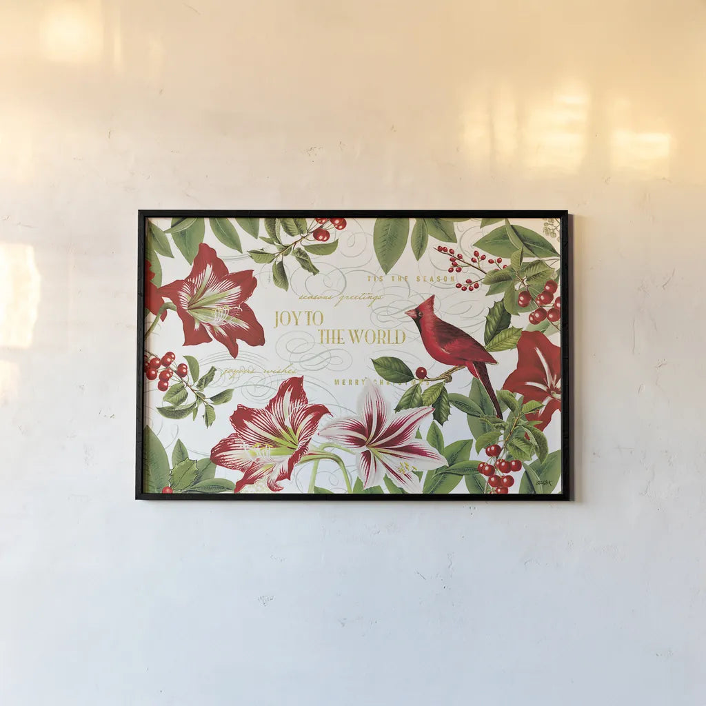 Christmas Garden I by Katie Pertiet. shown as a paper print in a black flame. Available as a archival giclee rolled canvas, fine art paper, or poster print. SKU 42573i.