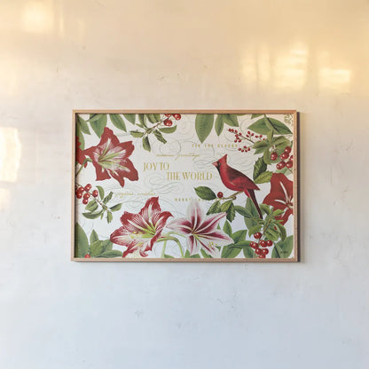 Christmas Garden I by Katie Pertiet. shown as a paper print in a natural frame. Available as a archival giclee rolled canvas, fine art paper, or poster print. SKU 42573i.