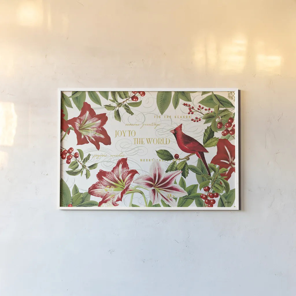 Christmas Garden I by Katie Pertiet. shown as a paper print in a white frame. Available as a archival giclee rolled canvas, fine art paper, or poster print. SKU 42573i.