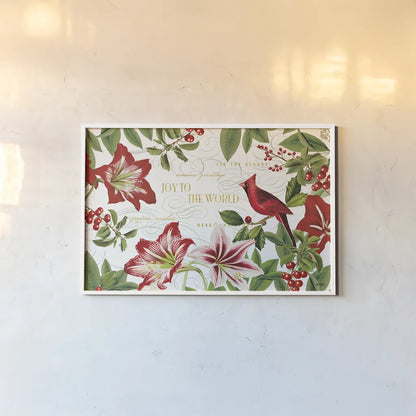 Christmas Garden I by Katie Pertiet. shown as a paper print in a white frame. Available as a archival giclee rolled canvas, fine art paper, or poster print. SKU 42573i.