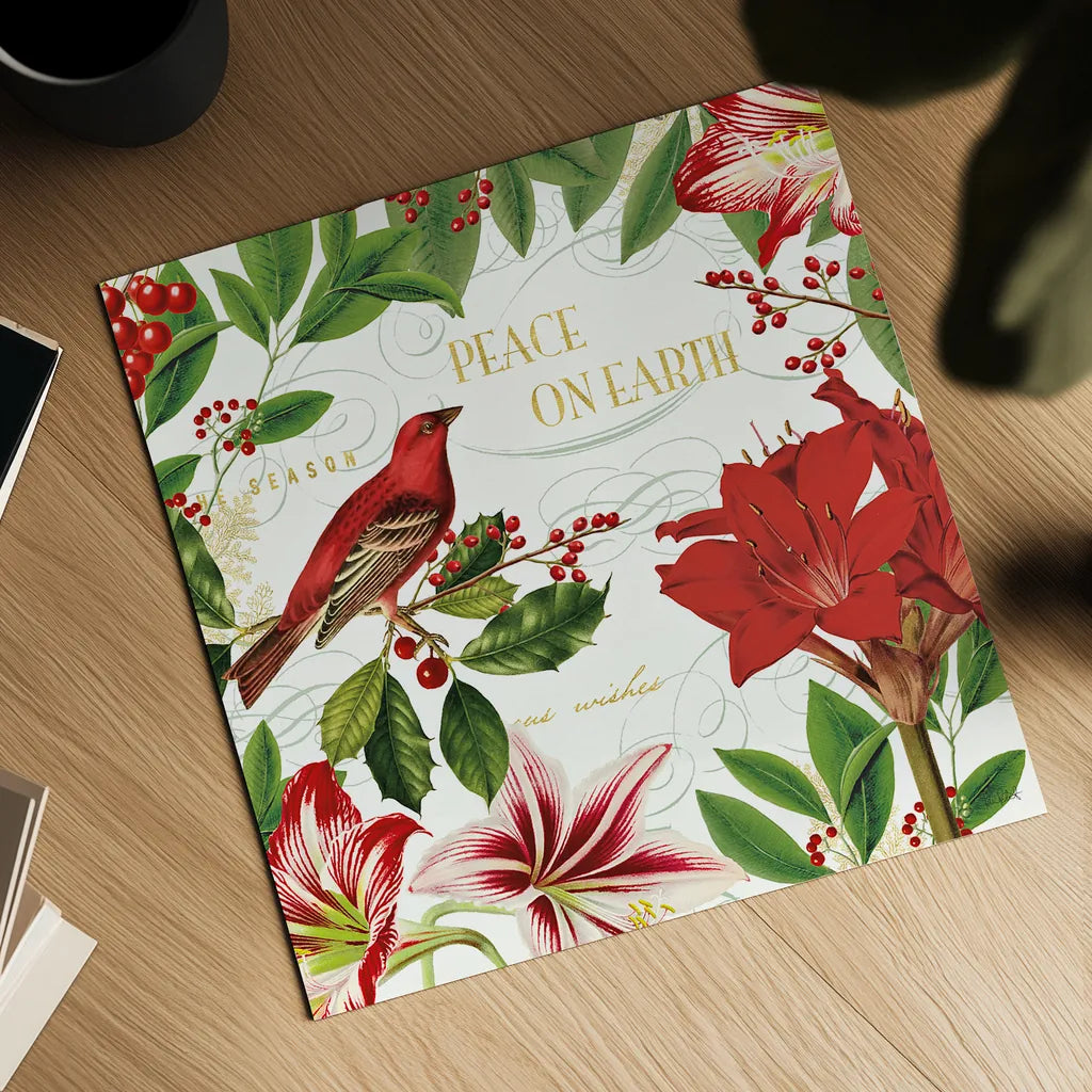 Christmas Garden II by Katie Pertiet. Shown as a detailed flat fine art print, highlighting archival giclee quality. Available as an archival giclee rolled canvas, fine art paper, or poster print. SKU 42574a.